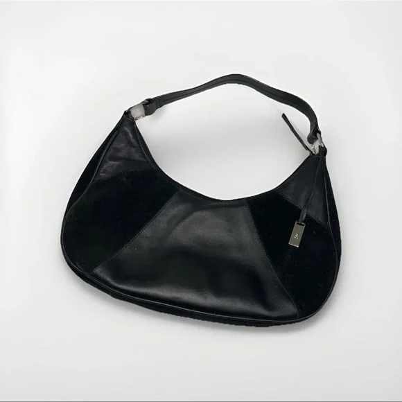 NWOT Etienne Aigner Black Leather & Suede Hobo Shoulder Bag Purse Y2K - Picture 1 of 11